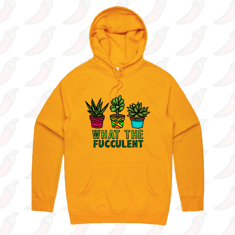 S / Gold / Large Front Print What The Fucculent ๐ต โ Unisex Hoodie