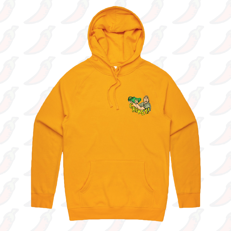 S / Gold / Small Front Print Crikey! Croc Hunter 🐊 - Unisex Hoodie