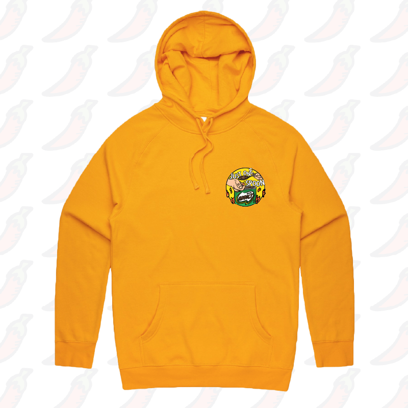 S / Gold / Small Front Print Just One Spoon ๐ฅ - Unisex Hoodie