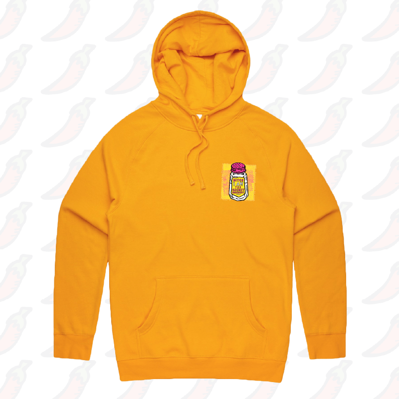 S / Gold / Small Front Print Secret Ingredient ๐ง โ Unisex Hoodie