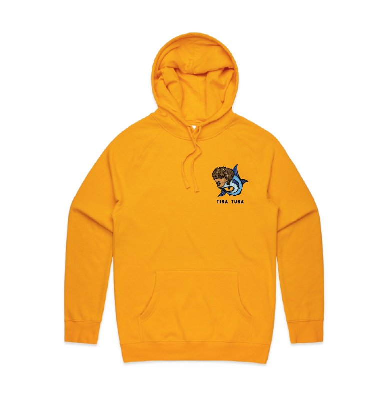 S / Gold / Small Front Print Tina Tuna ๐ - Unisex Hoodie