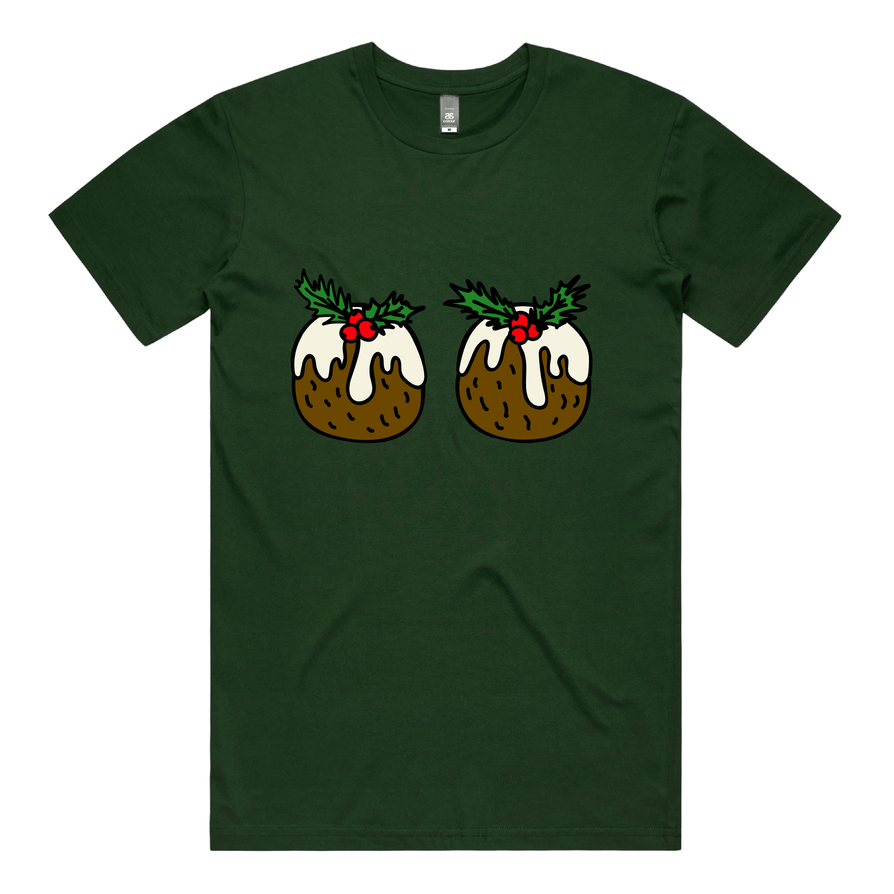 S / Green / Large Front Design Christmas Puddings ๐ฐ๐ฐ โ Men's T Shirt