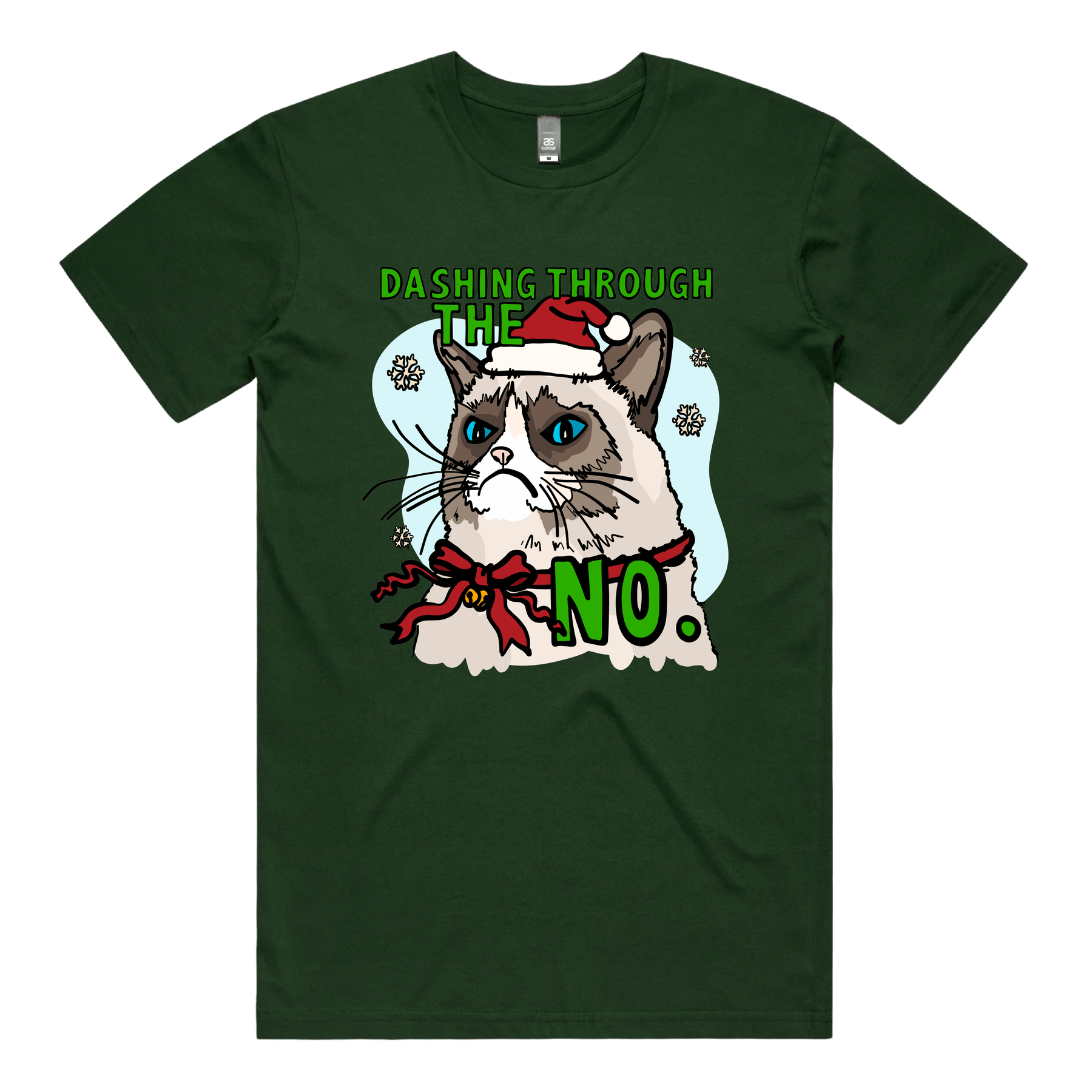 S / Green / Large Front Design Grumpy Cat Christmas ๐พ๐ - Men's T Shirt