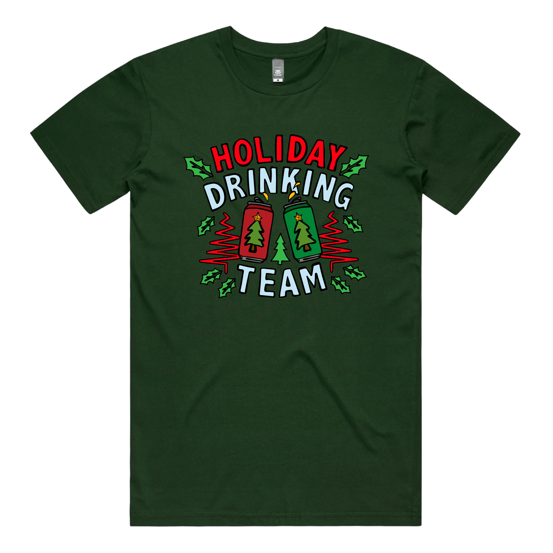 S / Green / Large Front Design Holiday Drinking Team ๐ป๐ โ Men's T Shirt