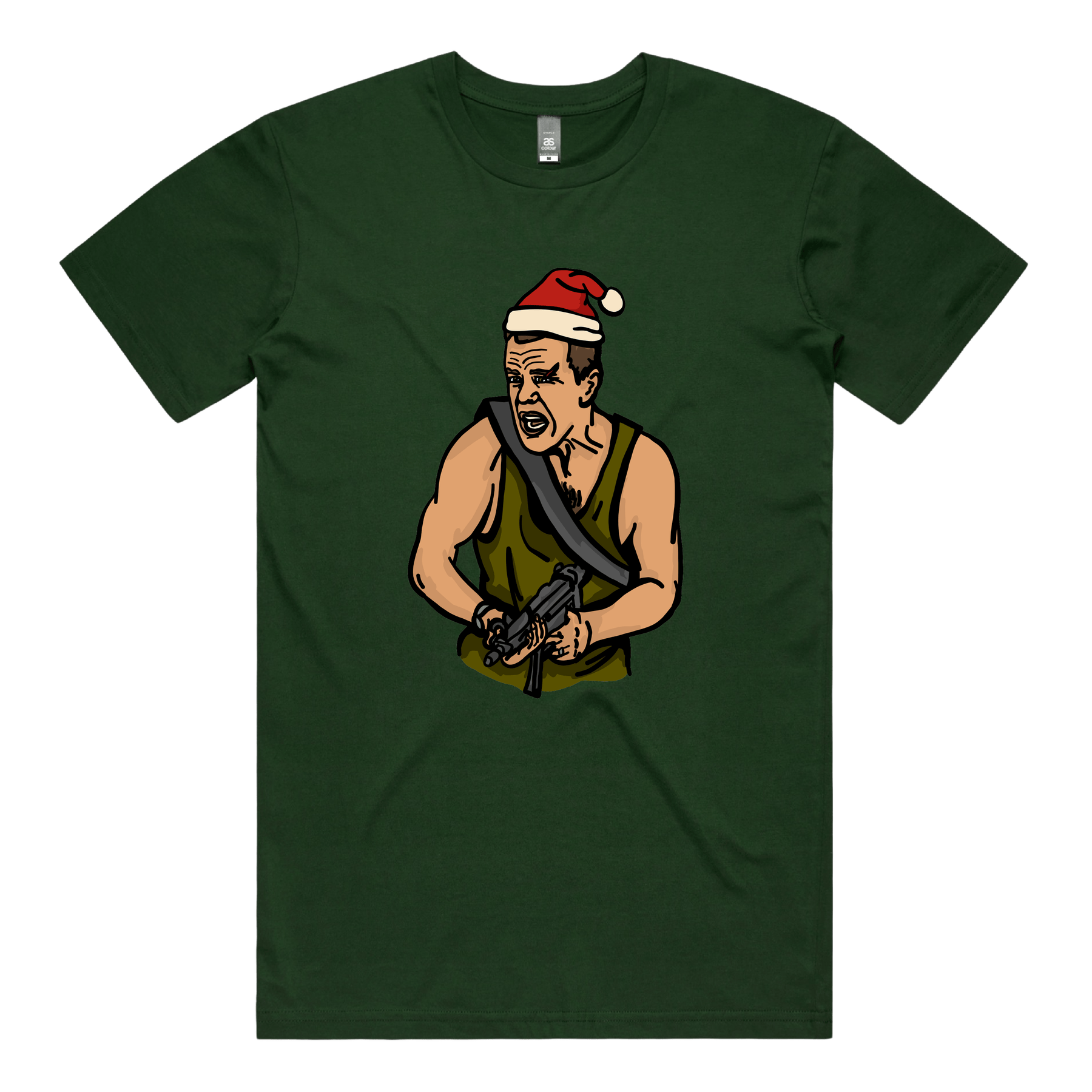 S / Green / Large Front Design John McClane Christmas ๐งจ๐ - Men's T Shirt