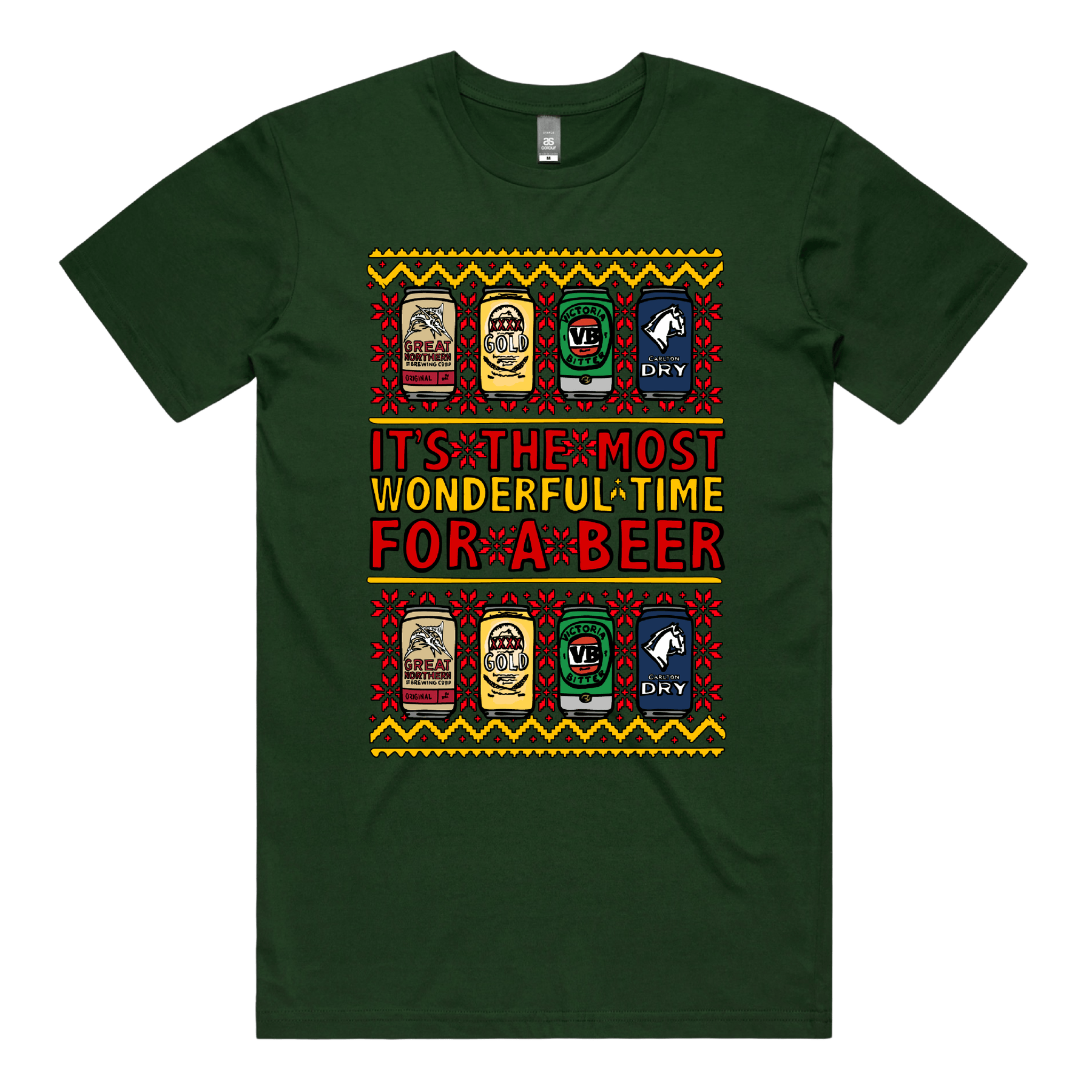 S / Green / Large Front Design Most Wonderful Time For A Beer ๐๐ป โ Men's T Shirt