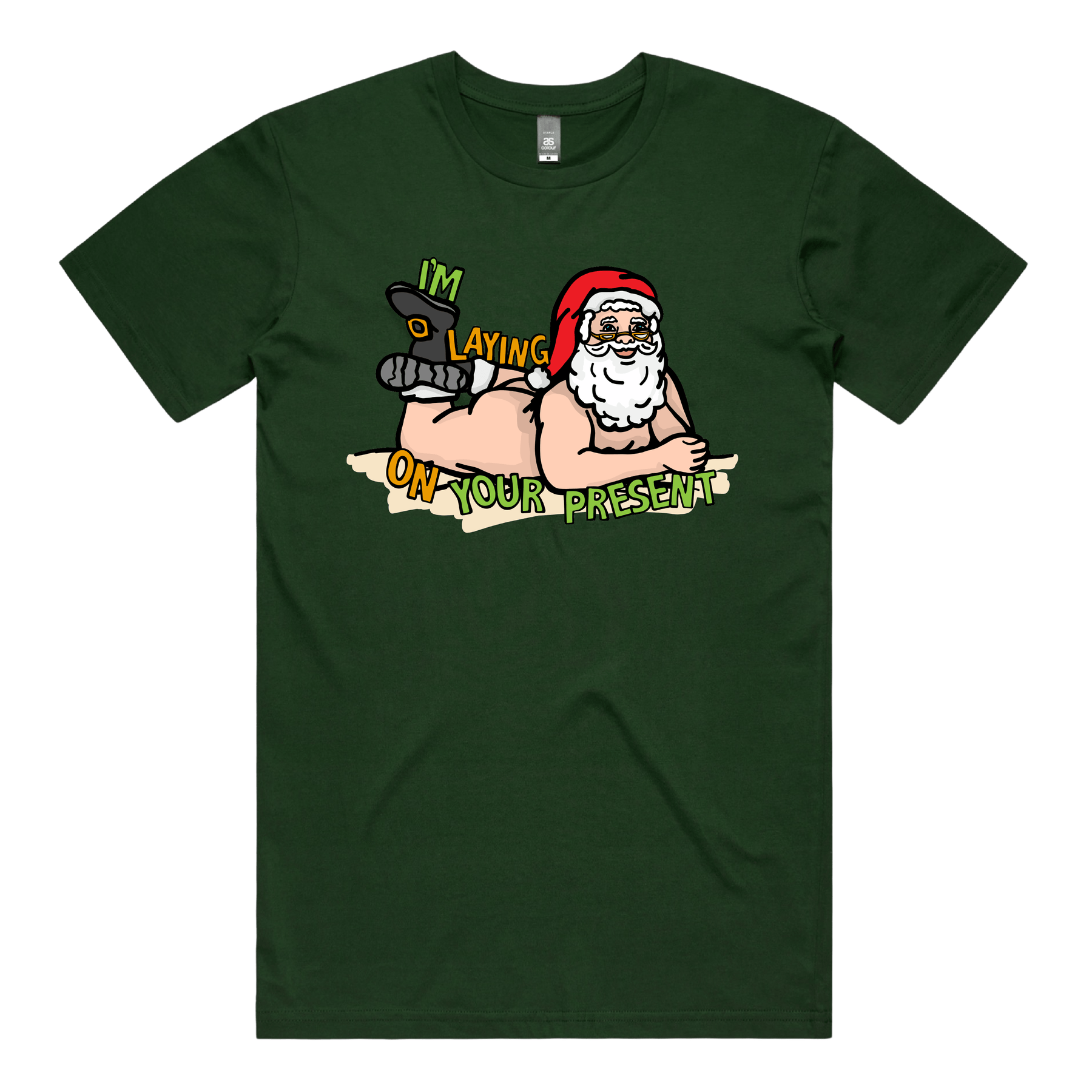 S / Green / Large Front Design Santaโs Present ๐
๐- Men's T Shirt