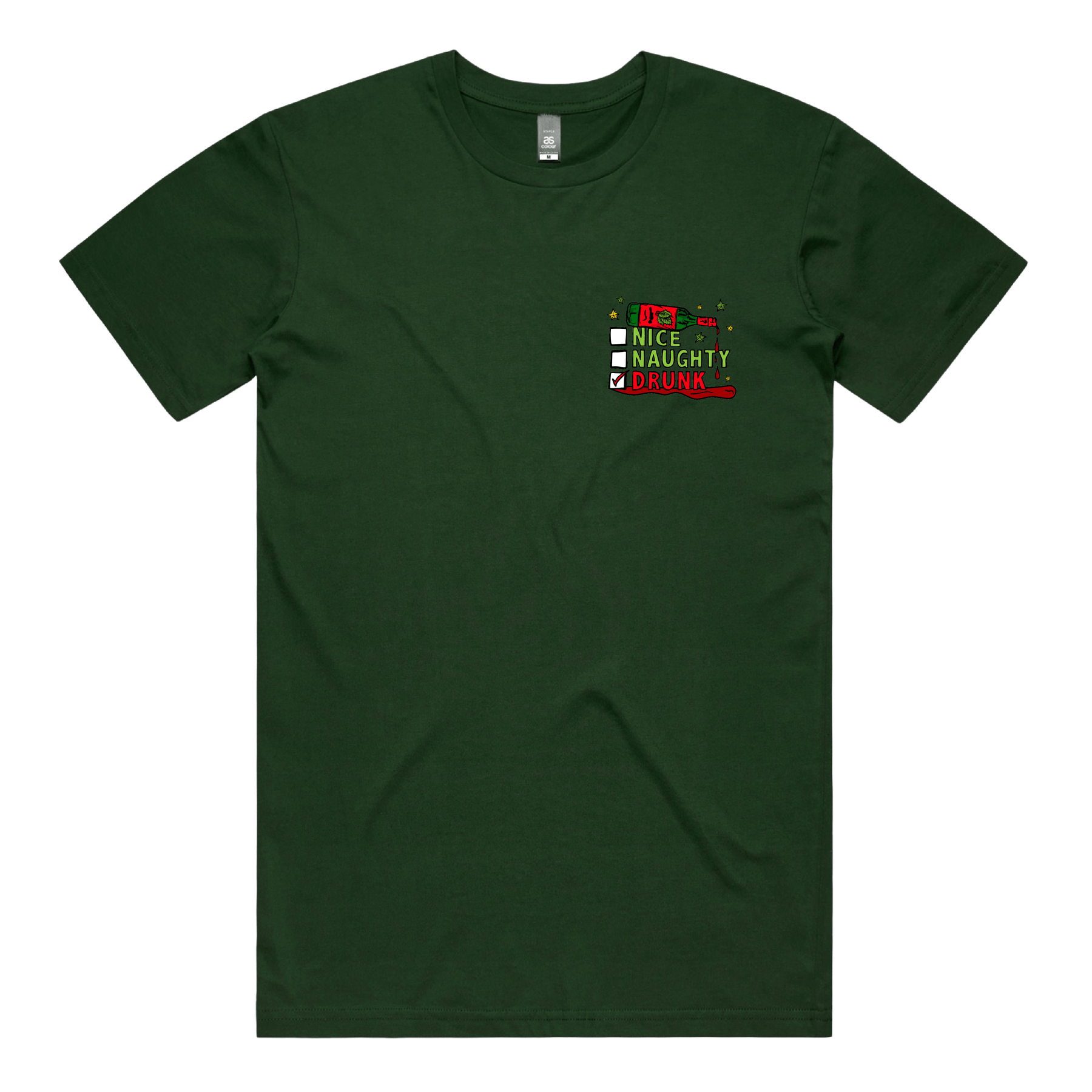 S / Green / Small Front Design Naughty Nice List โ
โ - Men's T Shirt