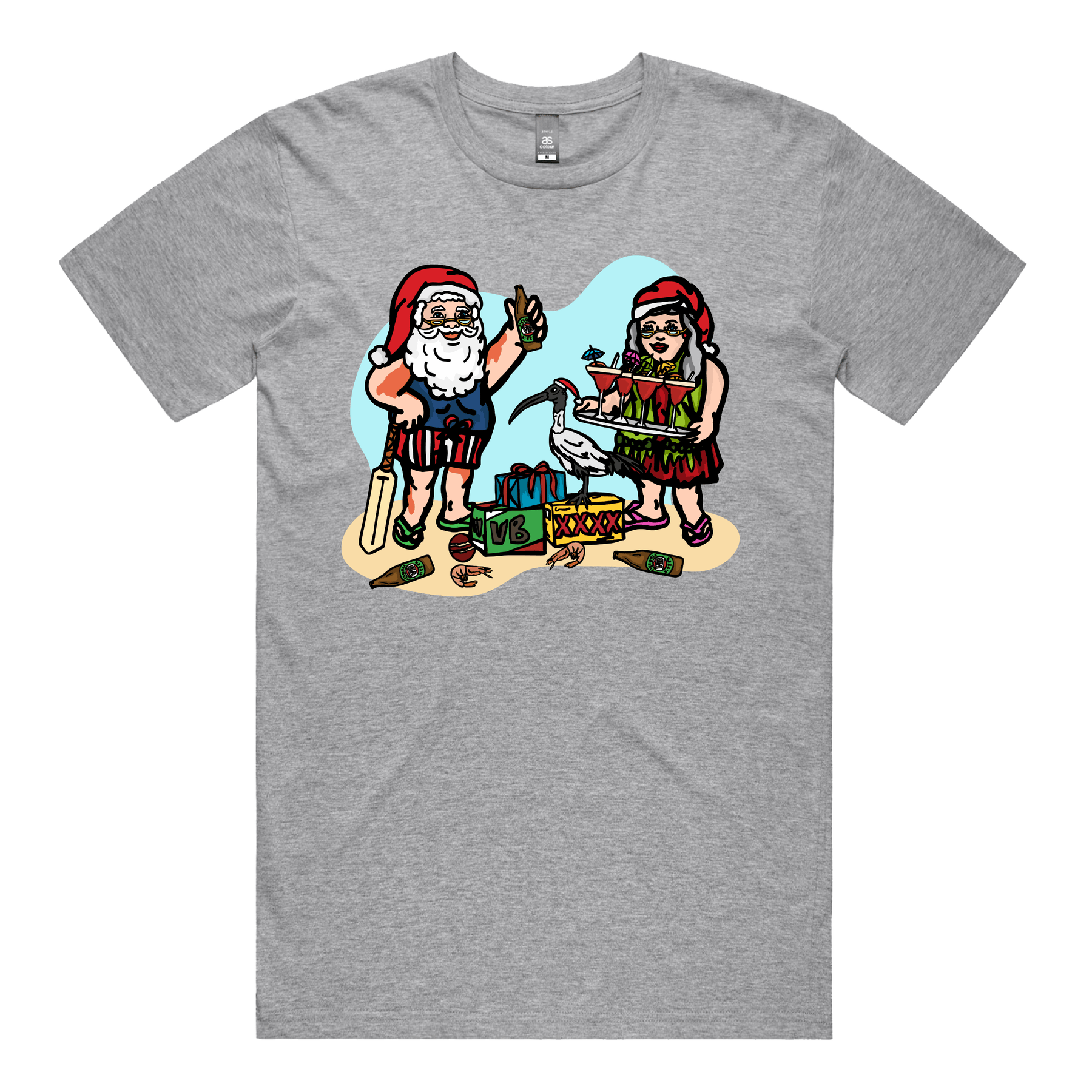 S / Grey / Large Front Design Aussie Christmas ๐ค๐บ - Men's T Shirt