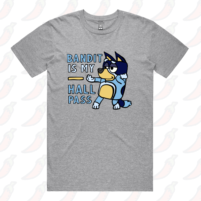 S / Grey / Large Front Design Bandit Hall Pass 🦴 - Men's T Shirt