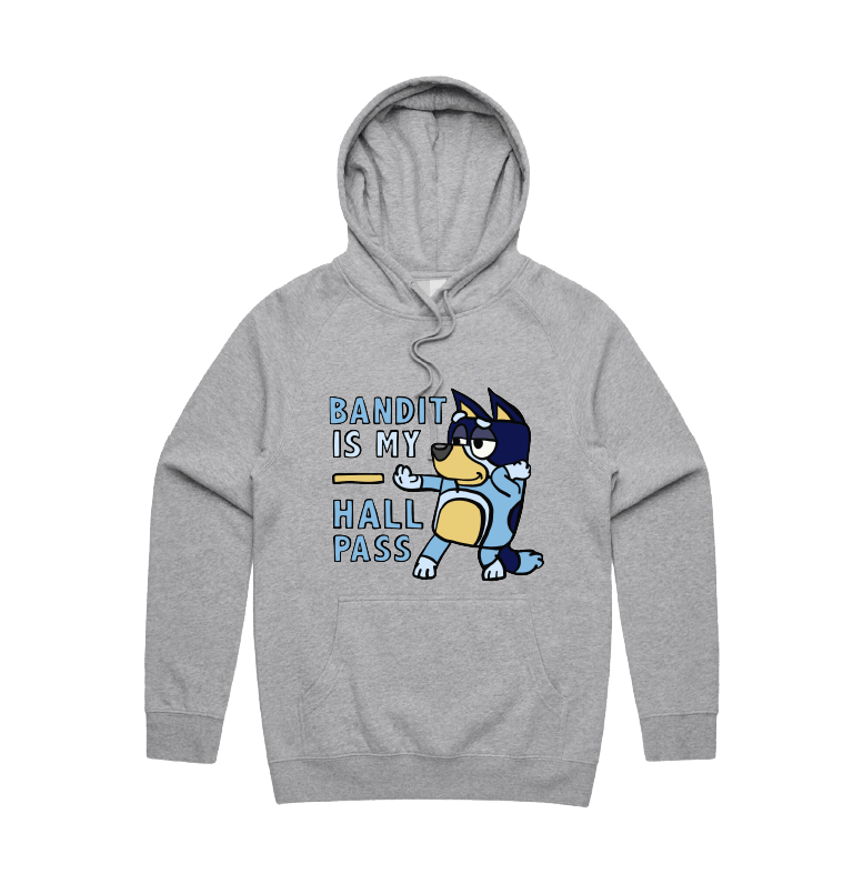 S / Grey / Large Front Design Bandit Hall Pass 🦴 - Unisex Hoodie