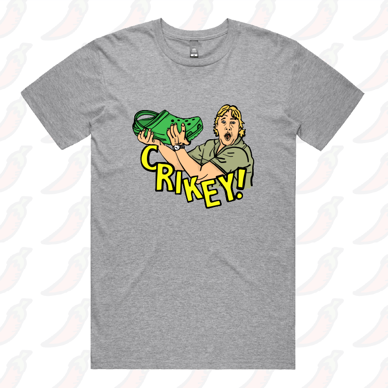 S / Grey / Large Front Design Crikey! Croc Hunter ๐ - Men's T Shirt