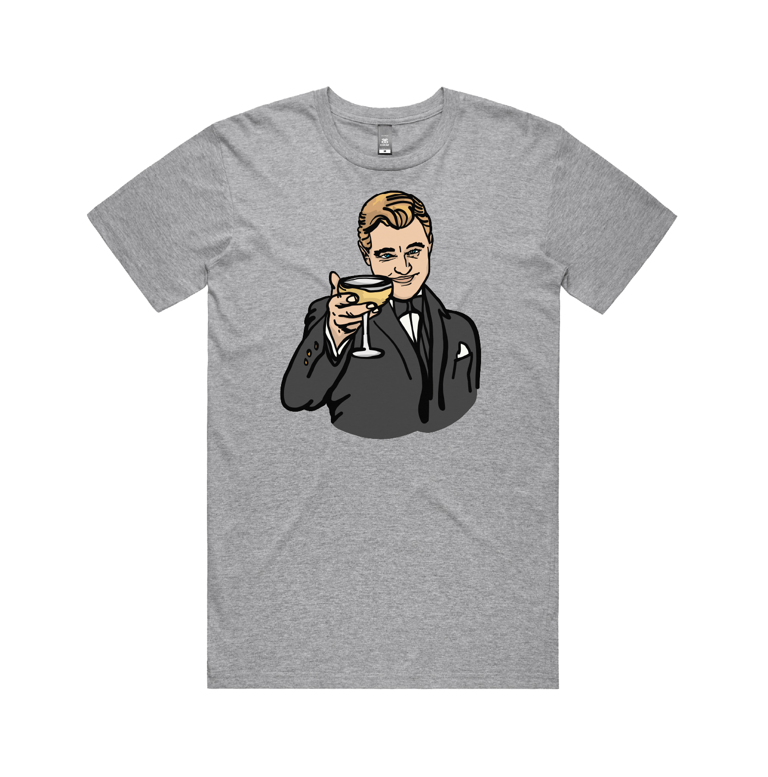 S / Grey / Large Front Design DiCaprio Gatsby Cheers ๐ธ - Men's T Shirt