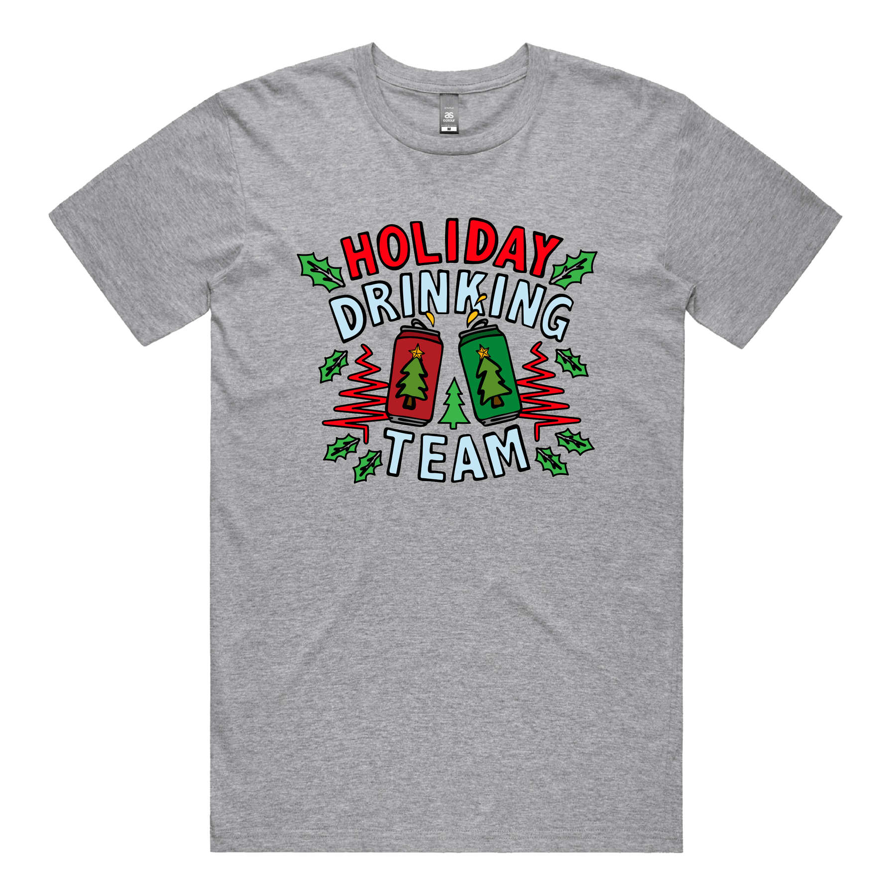 S / Grey / Large Front Design Holiday Drinking Team ๐ป๐ โ Men's T Shirt