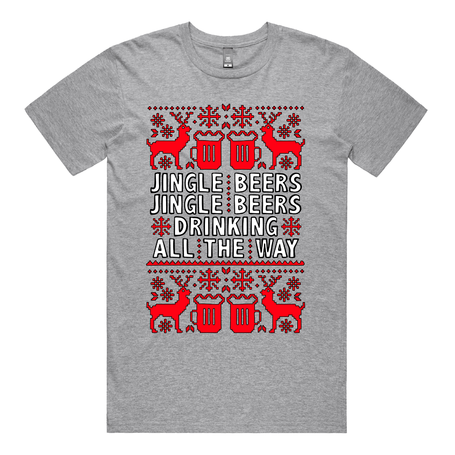 S / Grey / Large Front Design Jingle Beers ๐๐ป โ Men's T Shirt
