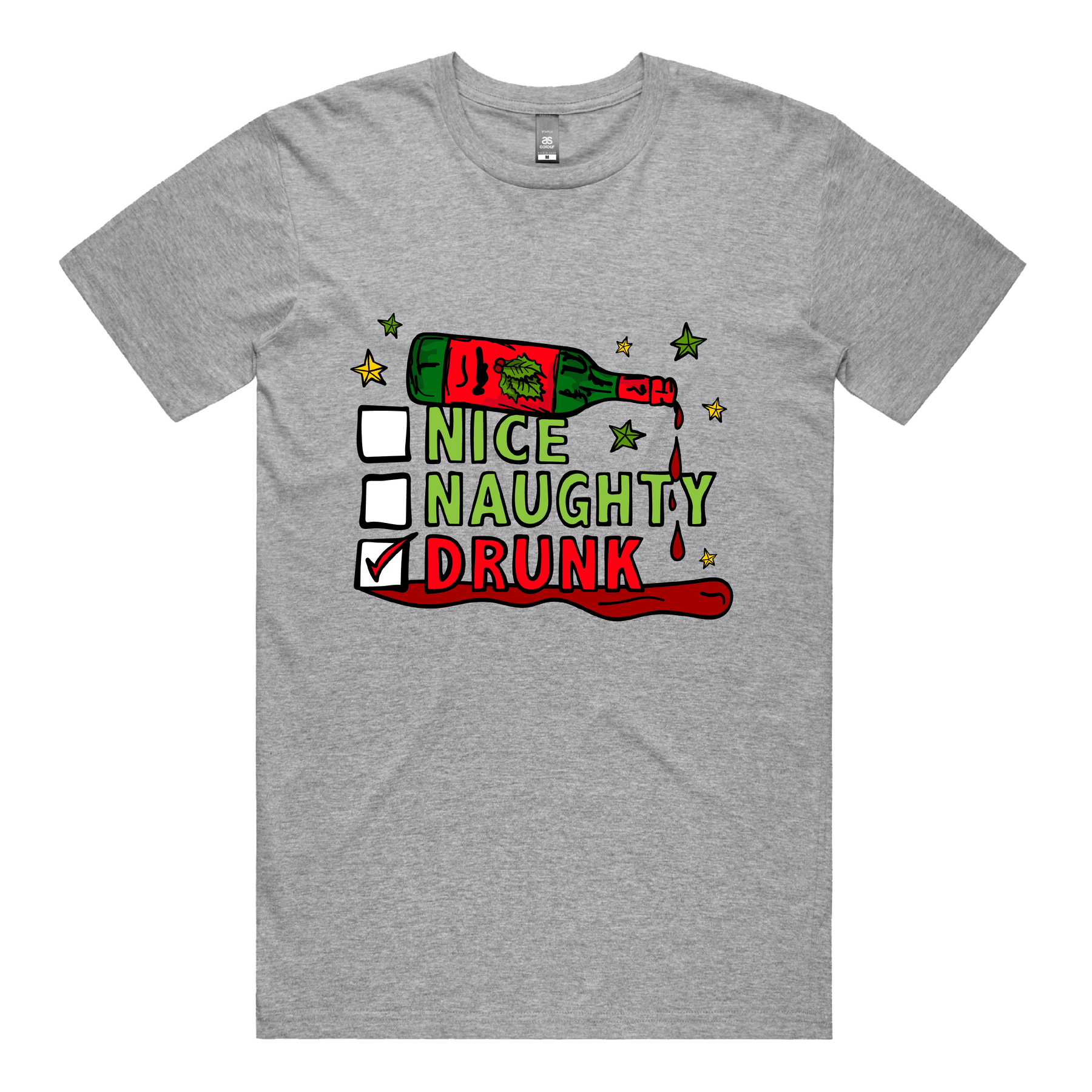 S / Grey / Large Front Design Naughty Nice List โ
โ - Men's T Shirt