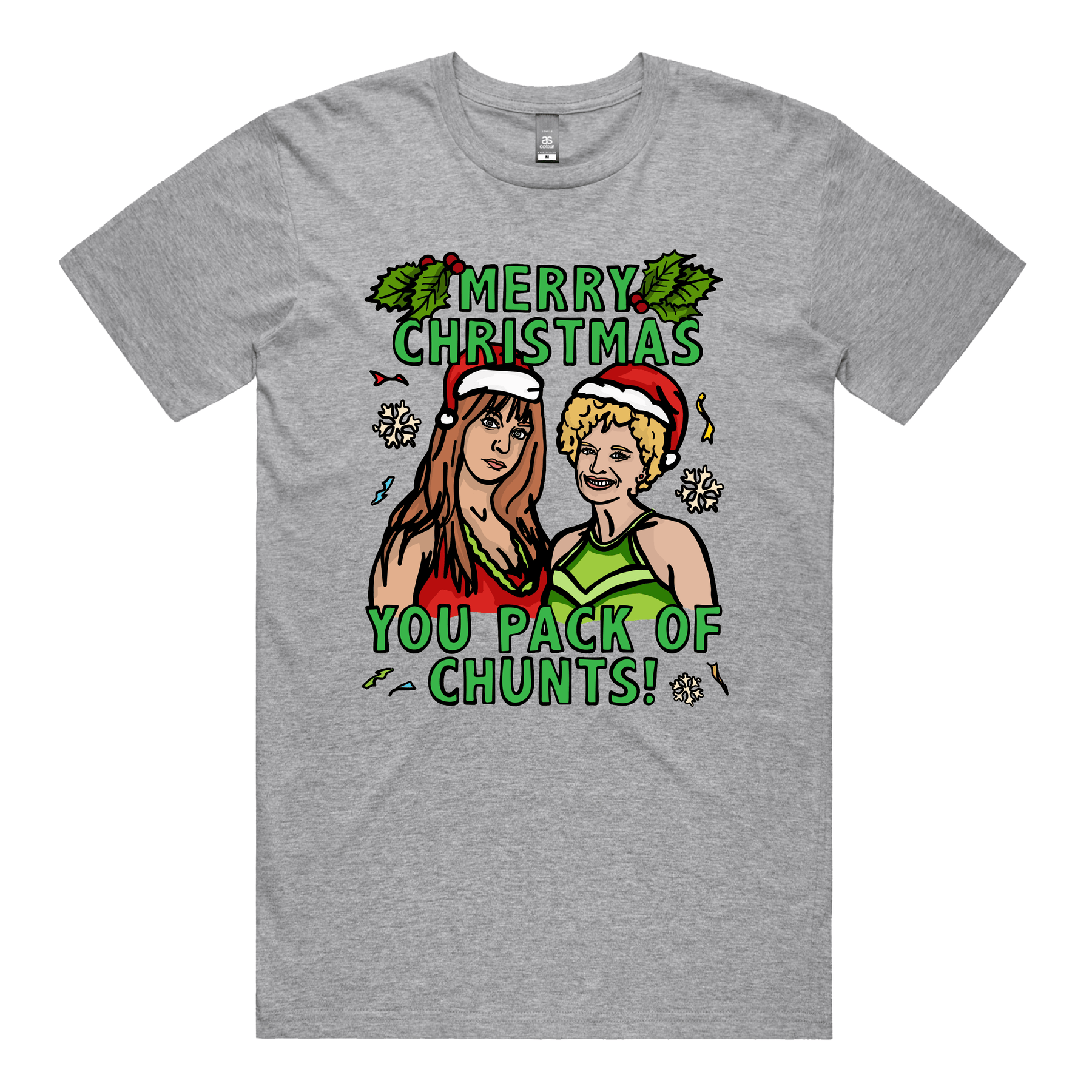 S / Grey / Large Front Design Pack Of Chunts Christmas ๐โโ๏ธ๐ - Men's T Shirt