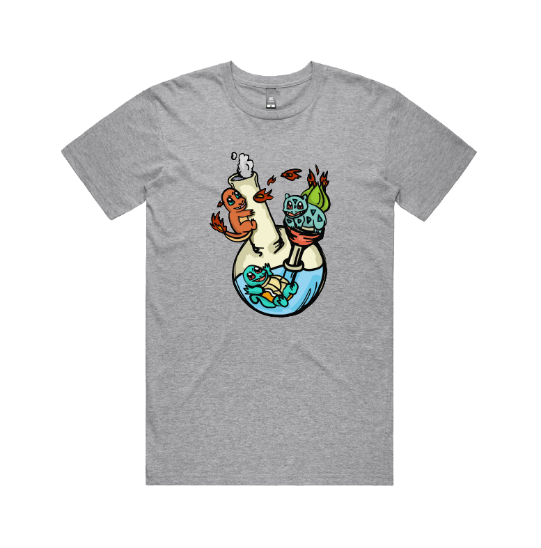 S / Grey / Large Front Design Pokebong 🦎 - Men's T Shirt