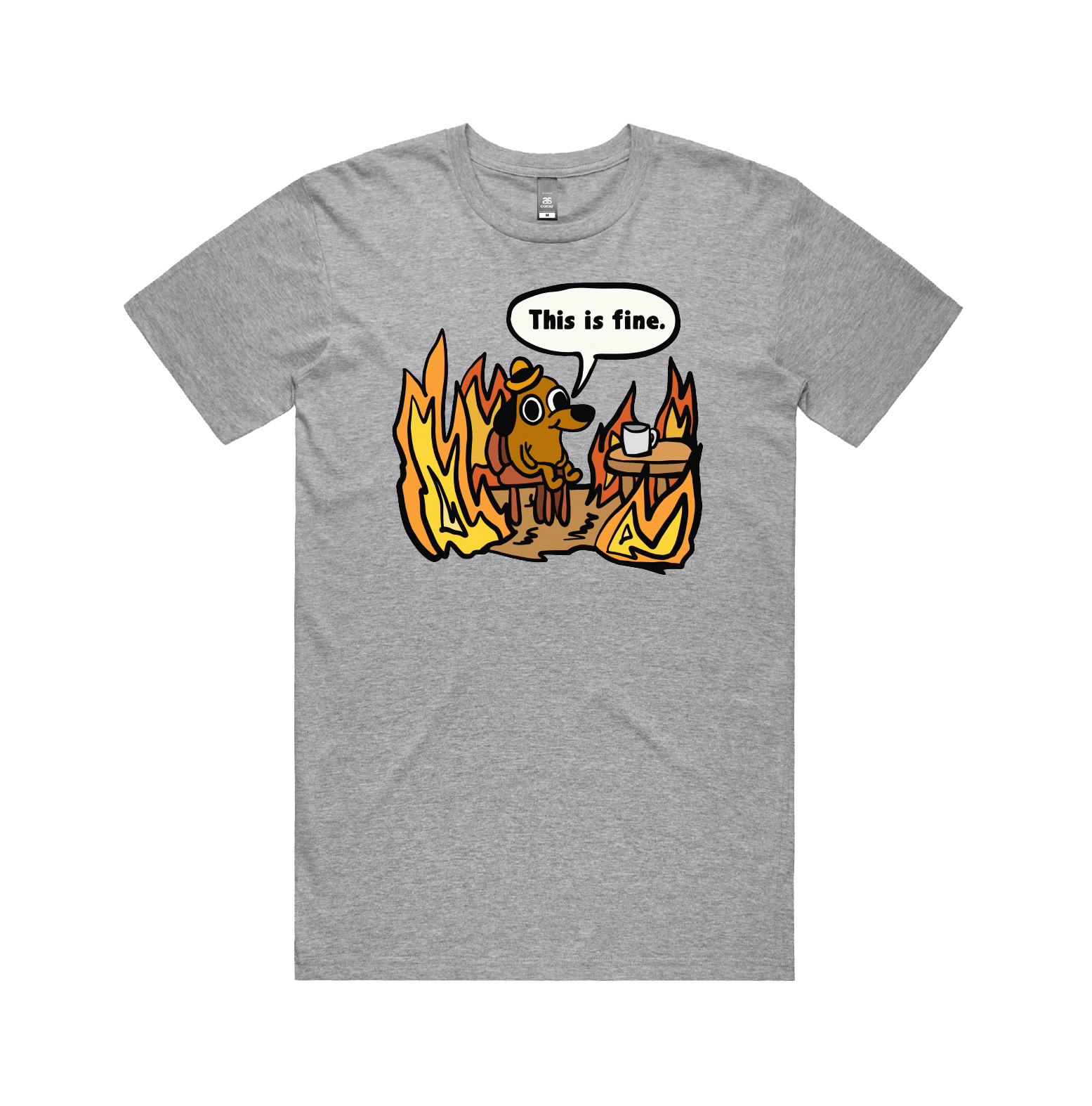 S / Grey / Large Front Design This Is Fine ๐ฅ - Men's T Shirt