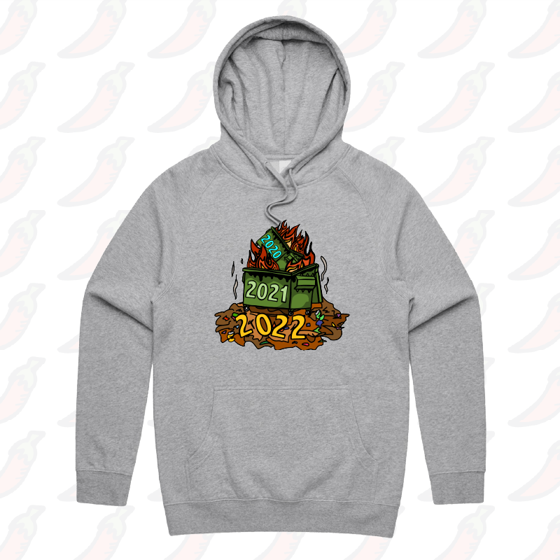 S / Grey / Large Front Print 2022 Dumpster Fire ๐ฅ ๐๏ธ โ Unisex Hoodie