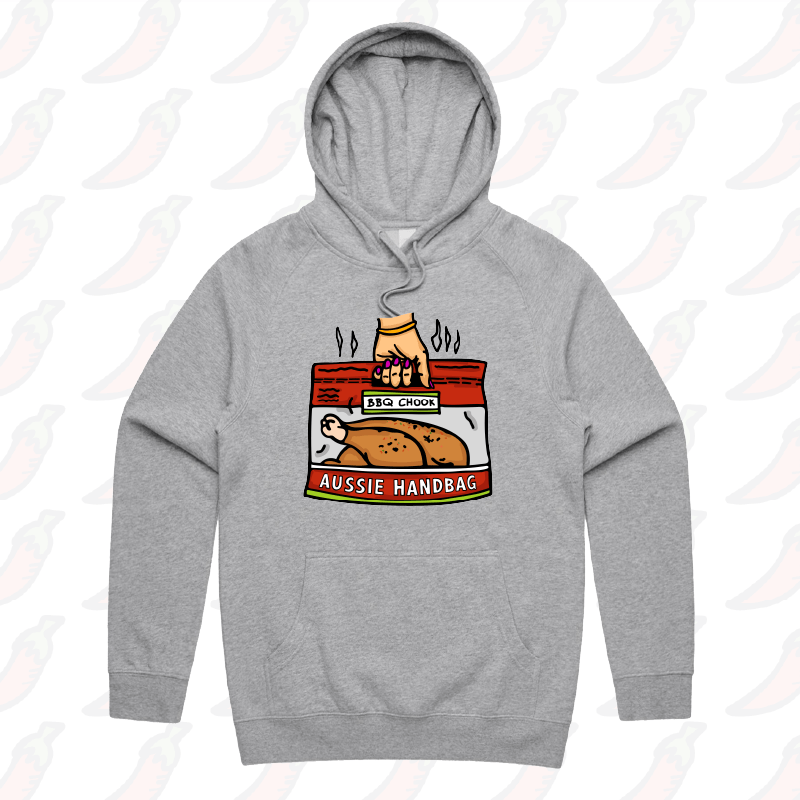 S / Grey / Large Front Print Aussie Handbag ๐ โ Unisex Hoodie