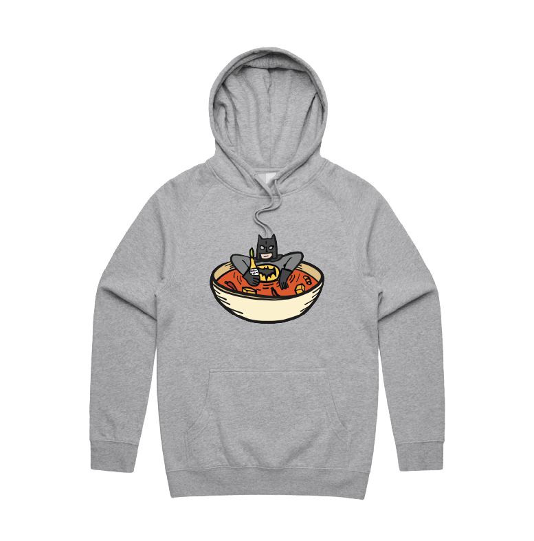 S / Grey / Large Front Print Bat Soup 🦇 - Unisex Hoodie