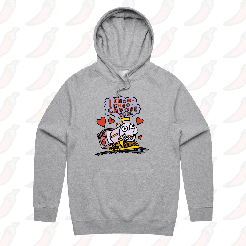 S / Grey / Large Front Print Choo Choo Choose You 🚂- Unisex Hoodie