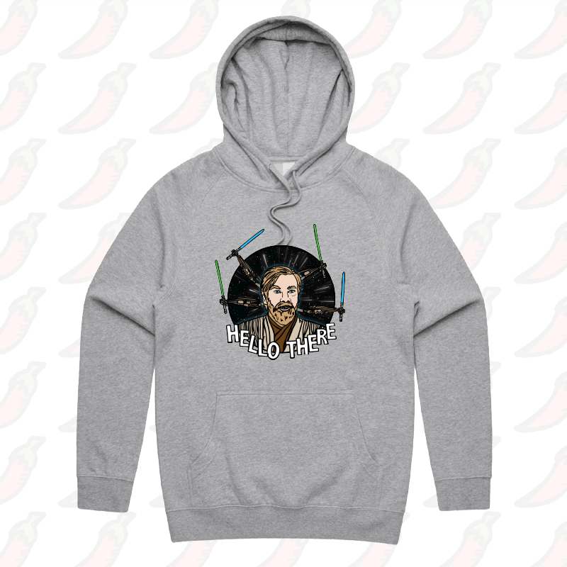 S / Grey / Large Front Print Hello There! ๐ - Unisex Hoodie