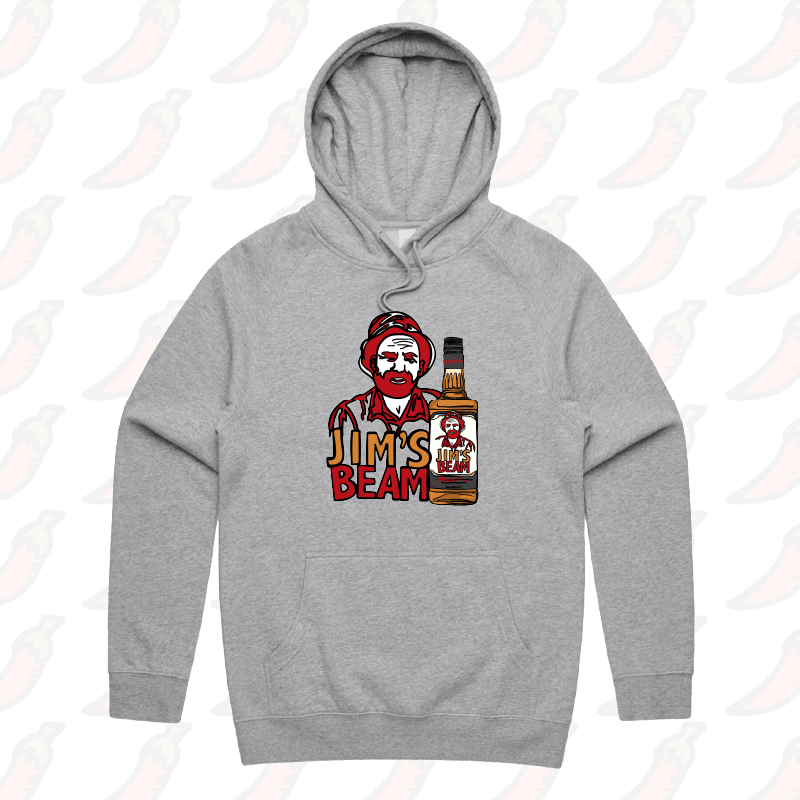S / Grey / Large Front Print Jimโs Beam ๐ฅ๐ โ Unisex Hoodie