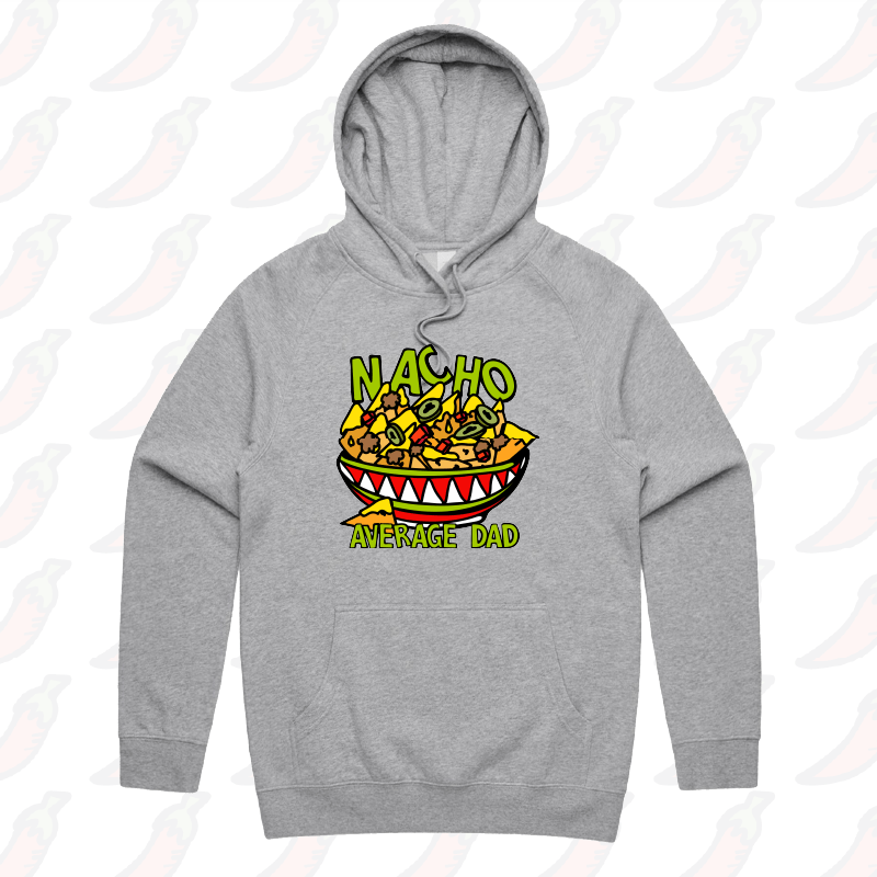 S / Grey / Large Front Print Nacho Average Dad 😉 – Unisex Hoodie