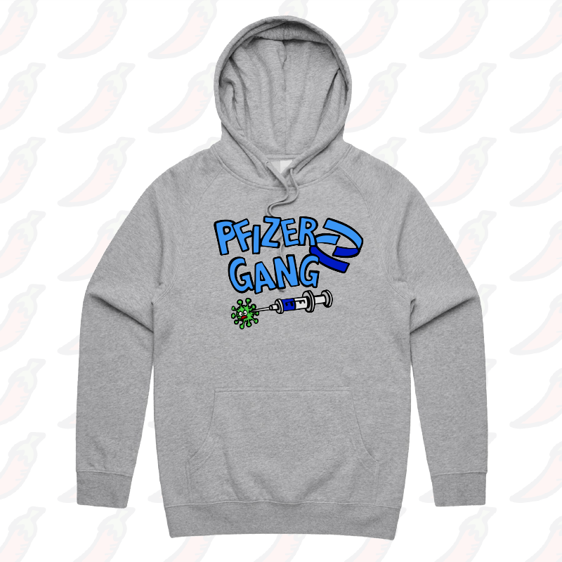 S / Grey / Large Front Print Pfizer Gang ๐ - Unisex Hoodie