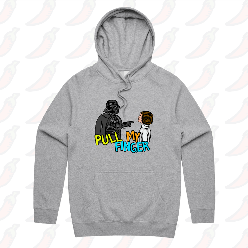 S / Grey / Large Front Print Pull My Finger ๐ โ Unisex Hoodie