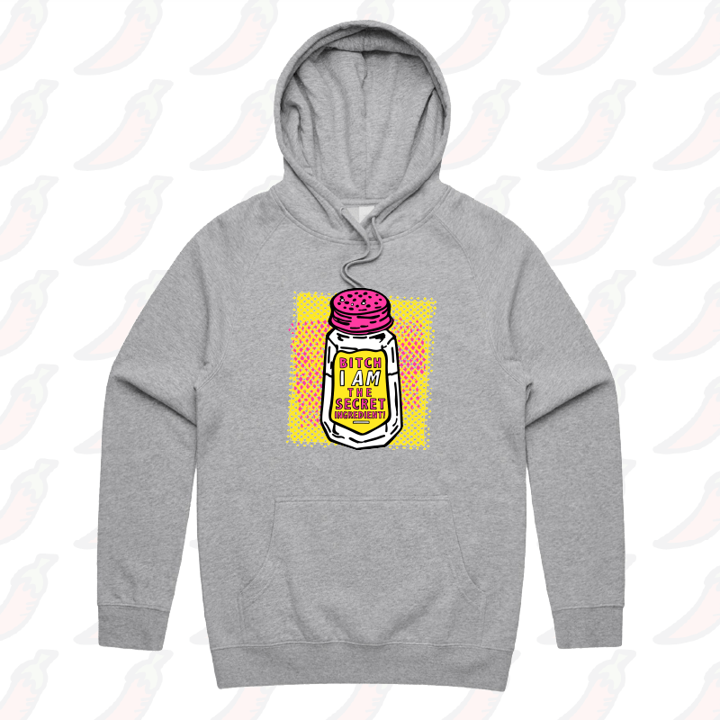 S / Grey / Large Front Print Secret Ingredient ๐ง โ Unisex Hoodie