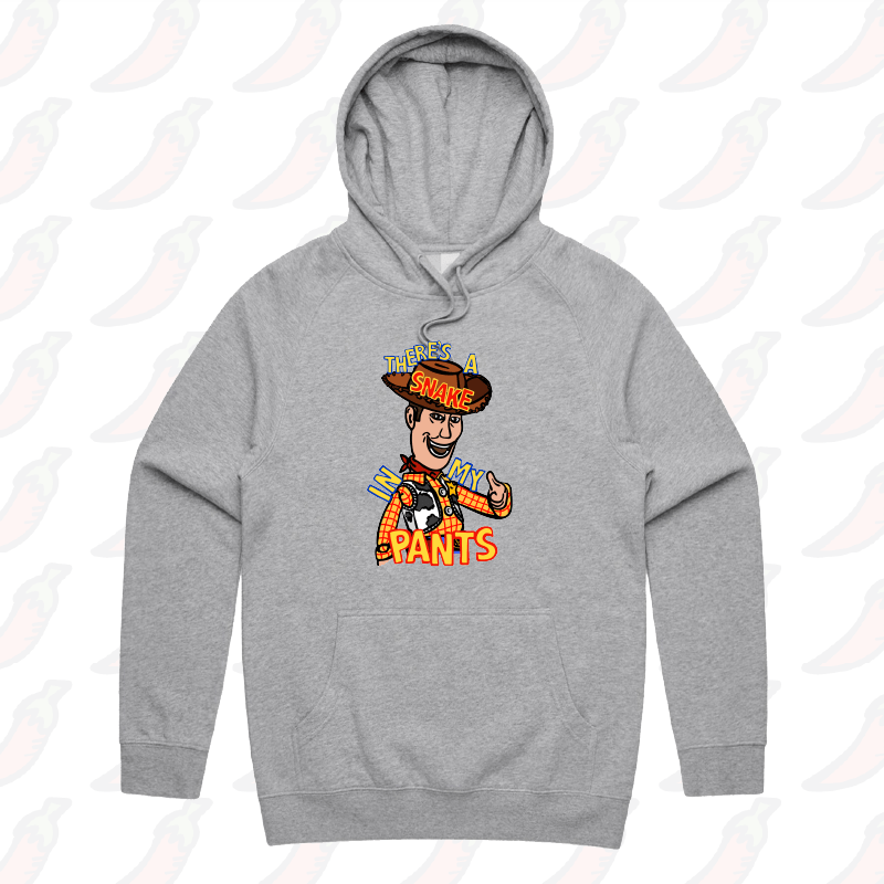 S / Grey / Large Front Print SNAKE IN MY PANTS ๐- Unisex Hoodie