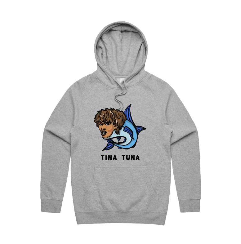S / Grey / Large Front Print Tina Tuna ๐ - Unisex Hoodie