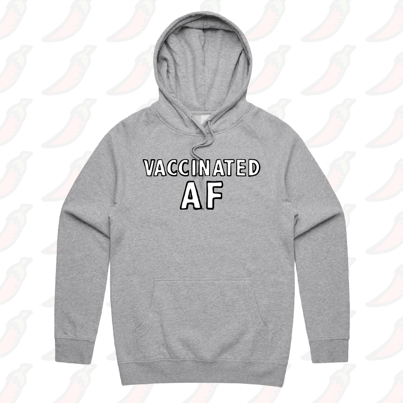 S / Grey / Large Front Print Vaccinated AF ๐ - Unisex Hoodie