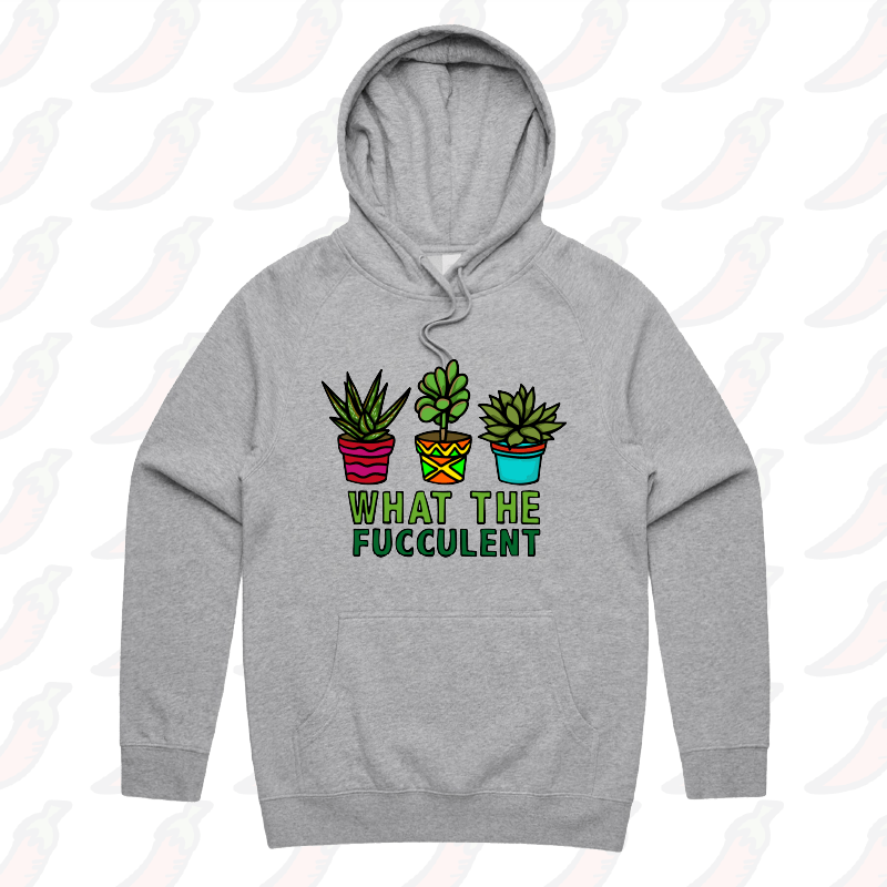 S / Grey / Large Front Print What The Fucculent ๐ต โ Unisex Hoodie
