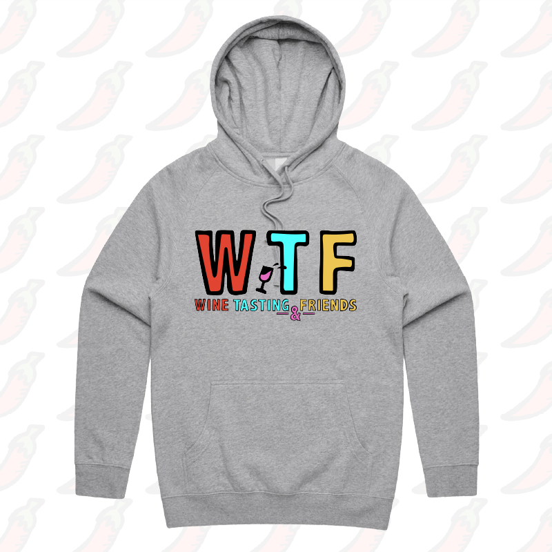 S / Grey / Large Front Print WTF ๐ท๐
โ Unisex Hoodie