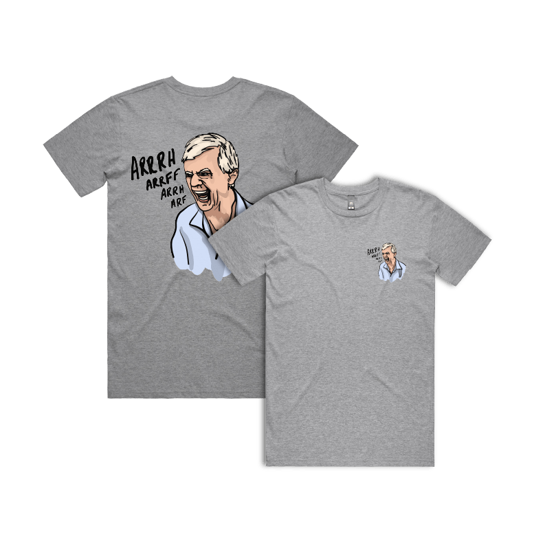 S / Grey / Small Front & Large Back Design Barking Dog Man 🗣️ - Men's T Shirt