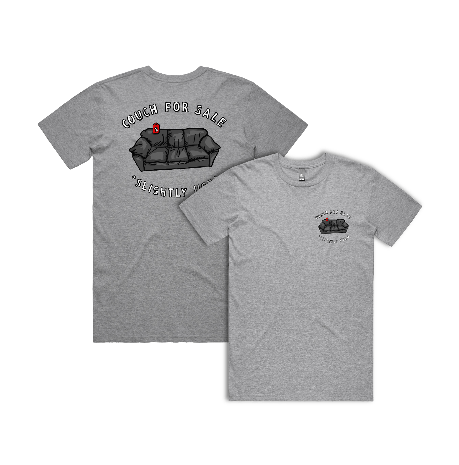 S / Grey / Small Front & Large Back Design Casting Couch ๐น - Men's T Shirt