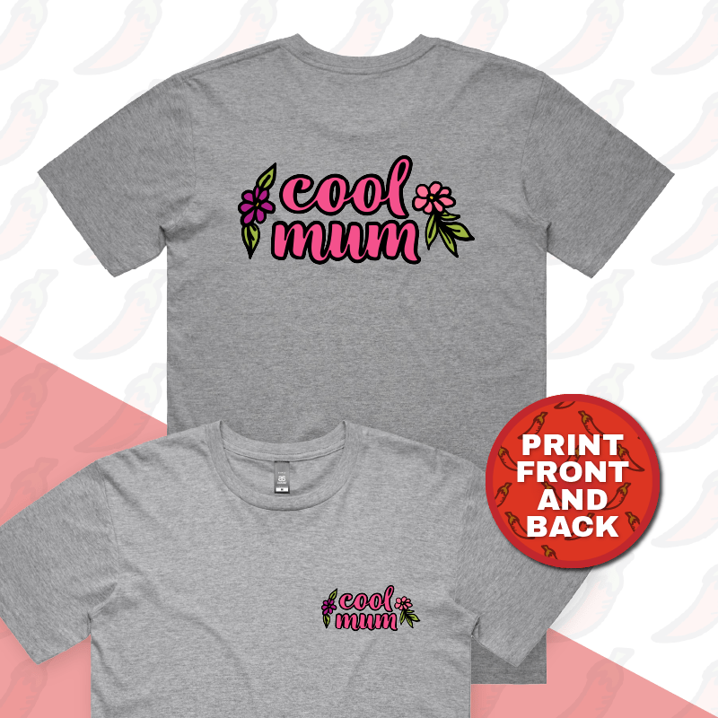 S / Grey / Small Front & Large Back Design Cool Mum ๐ทโ Men's T Shirt