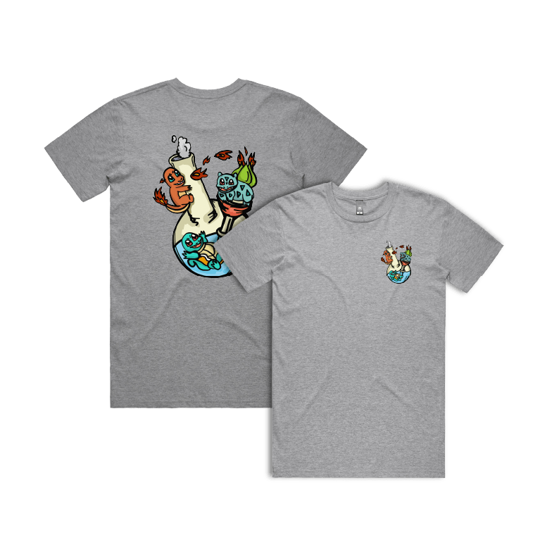S / Grey / Small Front & Large Back Design Pokebong 🦎 - Men's T Shirt