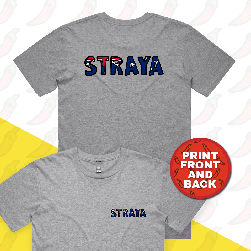 S / Grey / Small Front & Large Back Design Straya ๐จ - Men's T Shirt