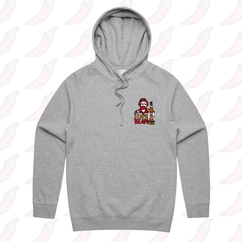 S / Grey / Small Front Print Jimโs Beam ๐ฅ๐ โ Unisex Hoodie