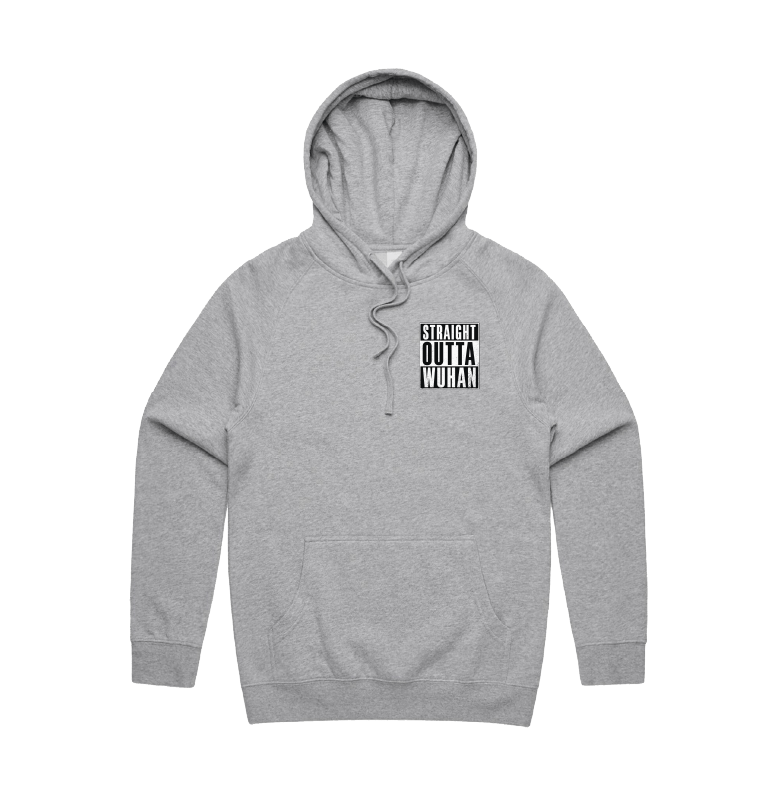 S / Grey / Small Front Print Straight Outta Wuhan โ๐พ - Unisex Hoodie