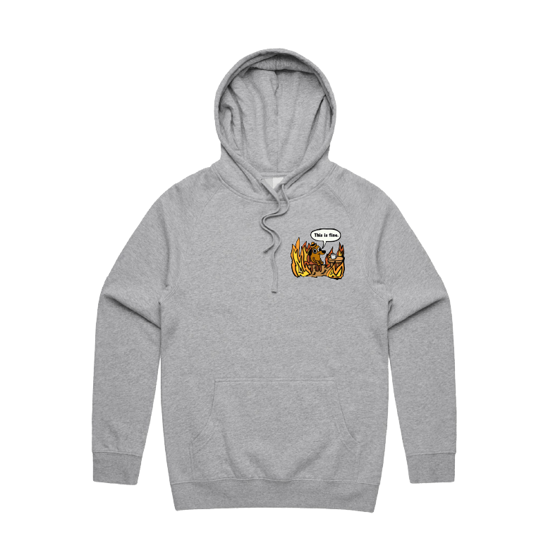 S / Grey / Small Front Print This Is Fine ๐ฅ - Unisex Hoodie