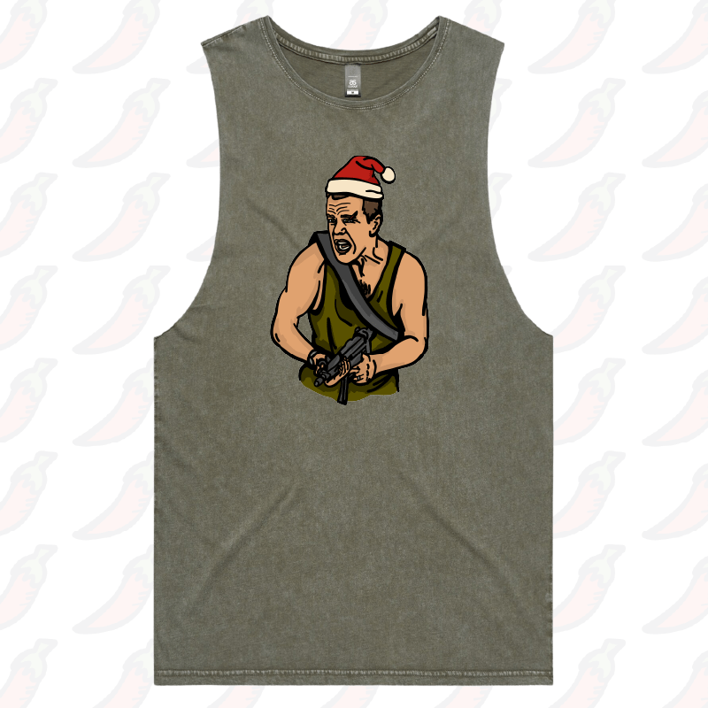 S / Moss / Large Front Design Die Hard Christmas ๐งจ๐- Tank