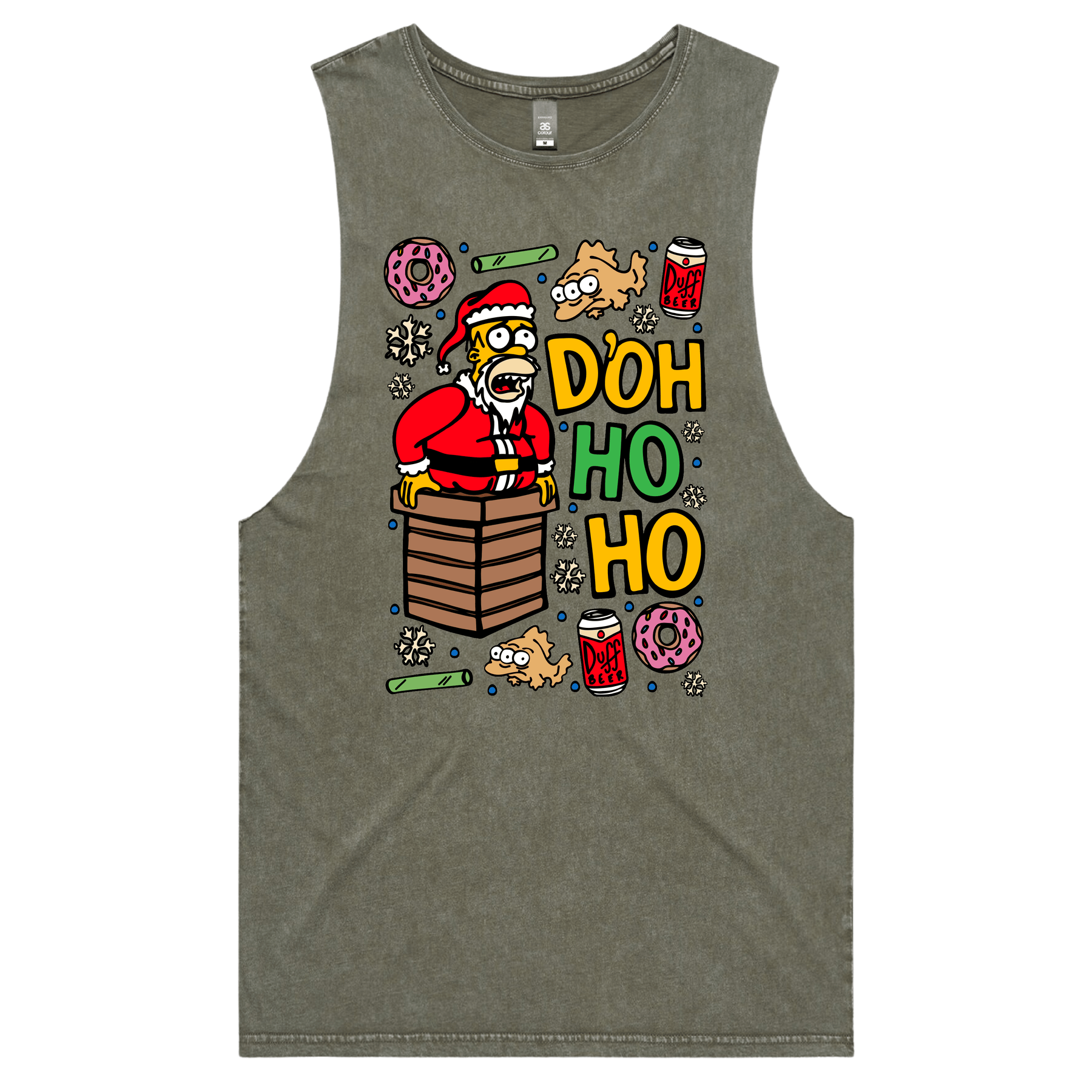 S / Moss / Large Front Design Doh Ho Ho 🎅🍩 – Tank