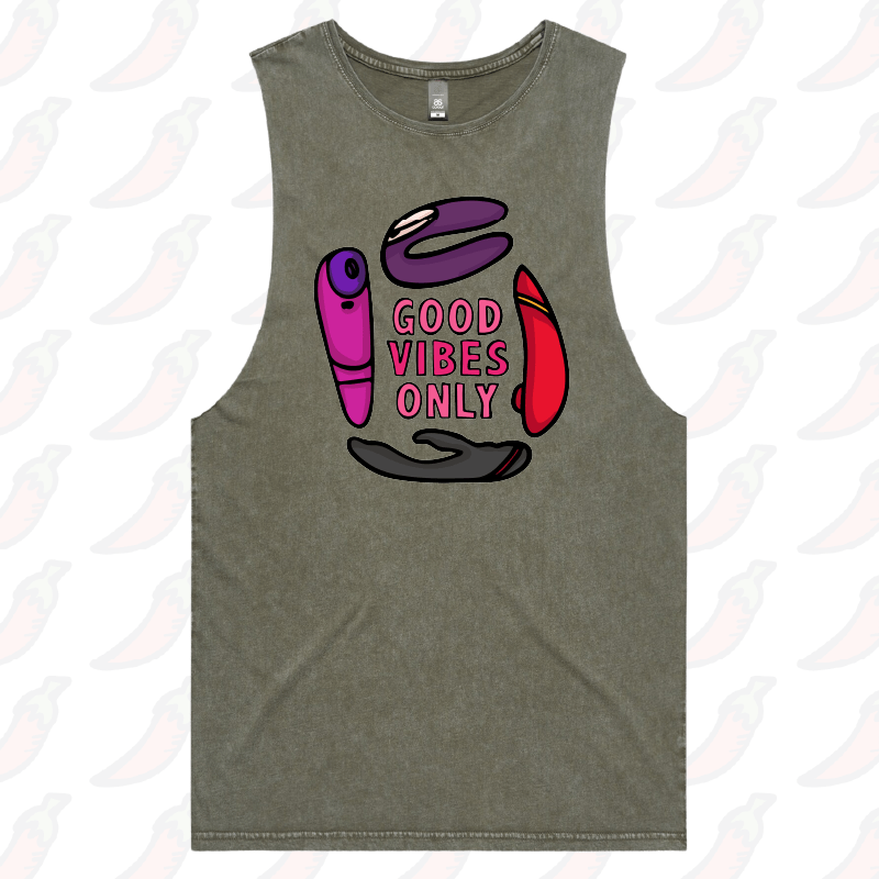 S / Moss / Large Front Design Good Vibes Only ๐ก โ Tank