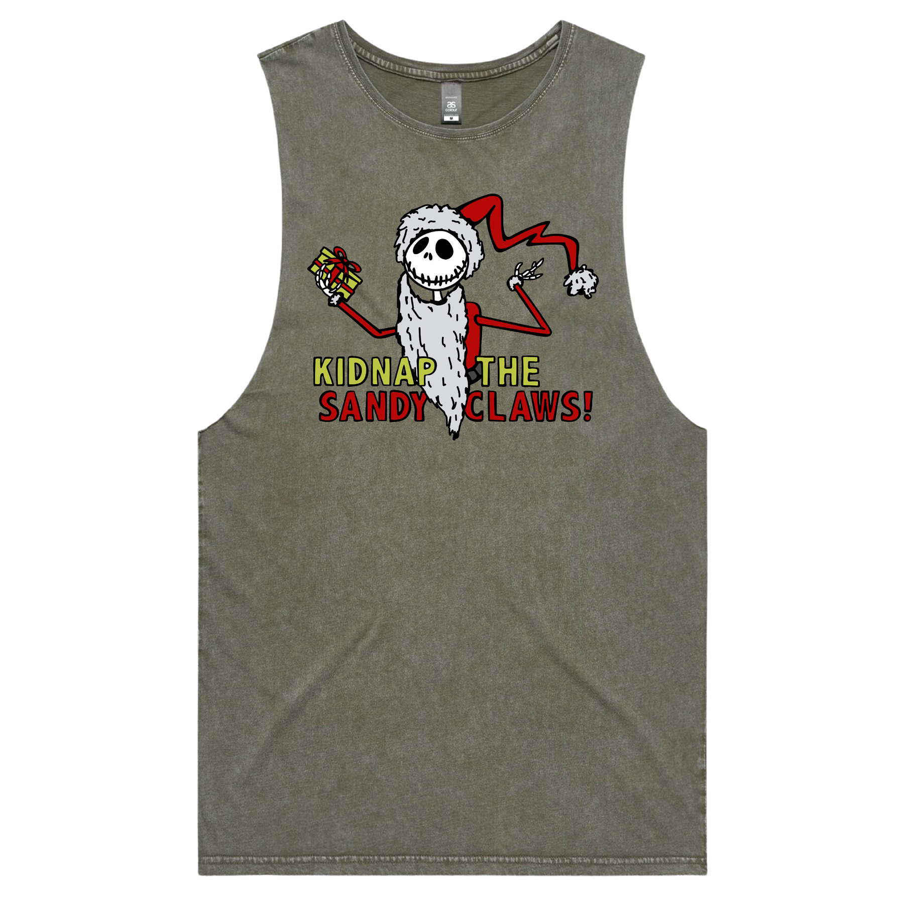 S / Moss / Large Front Design Kidnap the Sandy Claws ๐๐
โ Tank